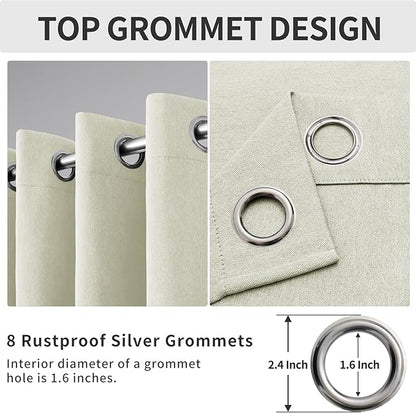 Easy-Going Linen Look Blackout Curtain Grommet Window Curtain Drapes for Bedroom, Living Room Thermal Insulated Room Darkening (2 Panels, 52x63 inch, Beige)