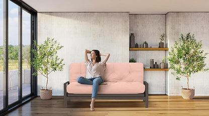 Royal Sleep Products by The Futon Factory 6 inch Foam Futon Mattress - Solid Blush Pink Cover - Full Size - CertiPUR Certified Foams - Made in USA - Replacement Mattress - (Frame not Included)