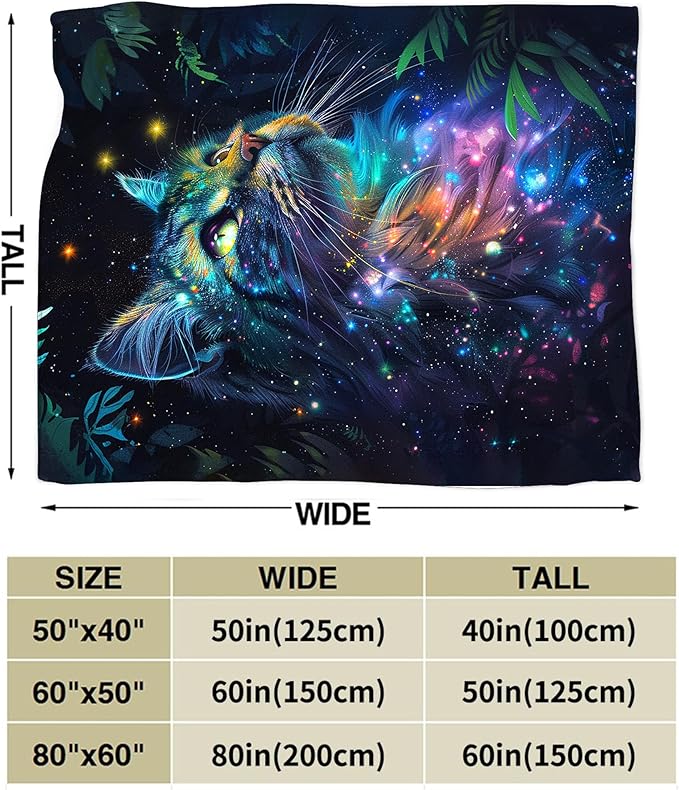 Fantasy Cat Blanket Cat Throw Blanket Cat Gifts and Decor Cat Blanket for Girls Women Boys Men Soft Warm Cozy Fleece Blanket for Couch Sofa Bed 80"x60"