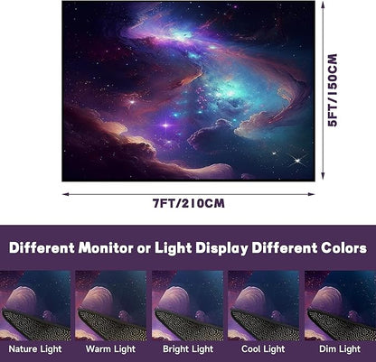 5' X 7' Galaxy Area Rug Bedroom Living Room for Girls Kids Boys Carpet Nebula Vortex Throw Rugs Purple Blue Cloud Floor Mat