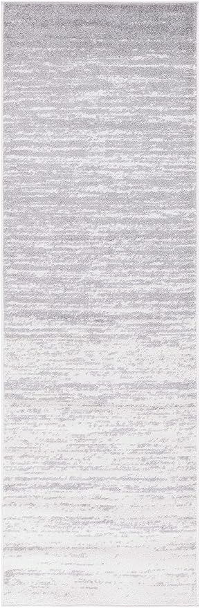 SAFAVIEH Adirondack Collection Runner Rug - 2'6" x 12', Ivory & Silver, Modern Ombre Design, Non Shedding & Easy to Clean, Ideal for Hallway, Foyer, Kitchen, Entryway, Bedroom (ADR113B)