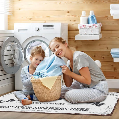 Zoke Laundry Room Rug Runner Stylish Non-Slip Laundry Room Mat 20"x59", Versatile, Waterproof Runner for Laundry, Kitchen, and Bathroom, Mudroom Decor and Farmhouse Charm