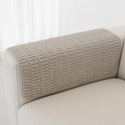 Foxdecor Couch Arm Covers Sofa Arm Covers, Arm Chair Covers Set of 2, Non-Slip Chair Arm Covers, Arm Rest Cover for Sofa, Armchair Slipcovers Couch Protector (Brown 26x26 inch)