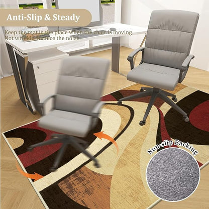 Office Chair Mat for Hardwood Floor, 48"x36" Easy Glide Computer Desk Mat Protector for Rolling Chair Under Desk Rug Nonslip Backing, Machine Wash, (Modern)