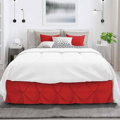 Nestl Red Bed Skirt - Cal King Size, Pinch Pleat, 14" Drop, Hotel Quality, Microfiber