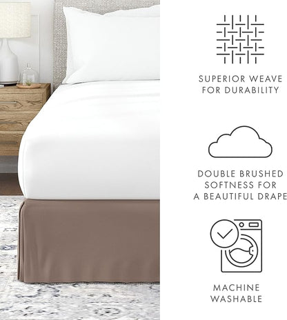 Linen Market Bed Skirt - Ultra Soft Microfiber - Easy Fit with 14 Inch Tailored Drop - Hotel Quality, Shrinkage & Fade Resistant - Bed Cover - Twin Bed Skirts - Bedroom Décor - (Twin, Taupe)