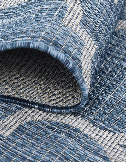 Unique Loom Outdoor Trellis Collection Area Rug (12' Round Navy Blue/Ivory)
