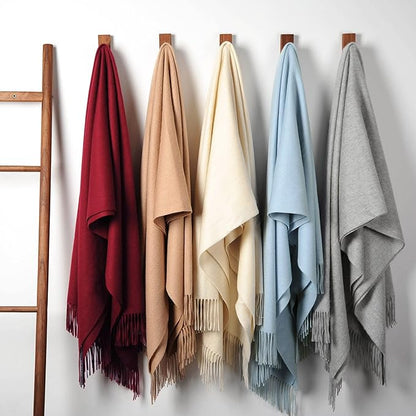 EP Mode 100% Pure Cashmere Throw Blanket for Sofa, Classic Design with Gift Box (Rugby Tan)