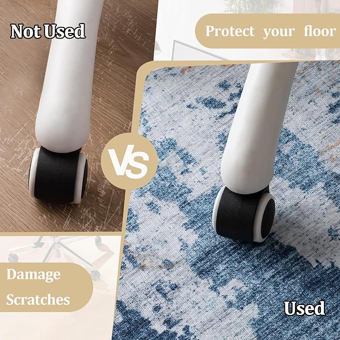 Office Chair Mat for Hardwood Floor, 48"x36" Easy Glide Computer Chair Mat Protector for Rolling Chair Under Desk Rug Nonslip Backing, Machine Wash