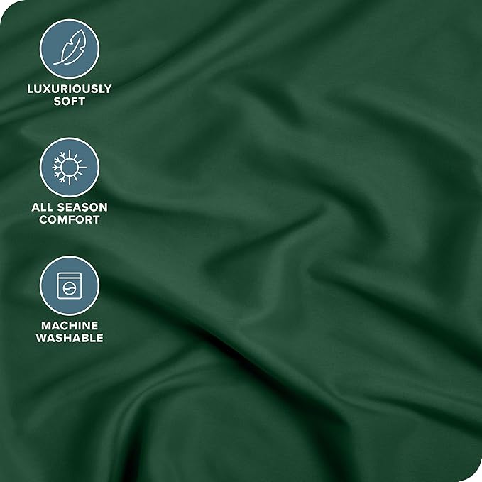 Bare Home Fitted Bottom Sheet King Size - Premium 1800 Microfiber - Ultra-Soft Hotel Luxury - Deep Pocket - Durable and Long Lasting (King, Forest Green)