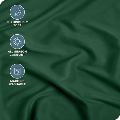Bare Home Fitted Bottom Sheet Twin Size - Premium 1800 Microfiber - Ultra-Soft Hotel Luxury - Deep Pocket - Durable and Long Lasting - Fitted Sheet (Twin, Forest Green)
