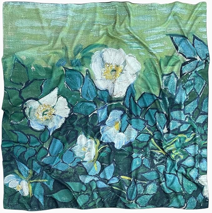 Artist Oil Painting Wraps 51"x51" Cashmere-Soft Art Pashmina Luxury Rolled Hem Women Large Travel Blanket Shawl