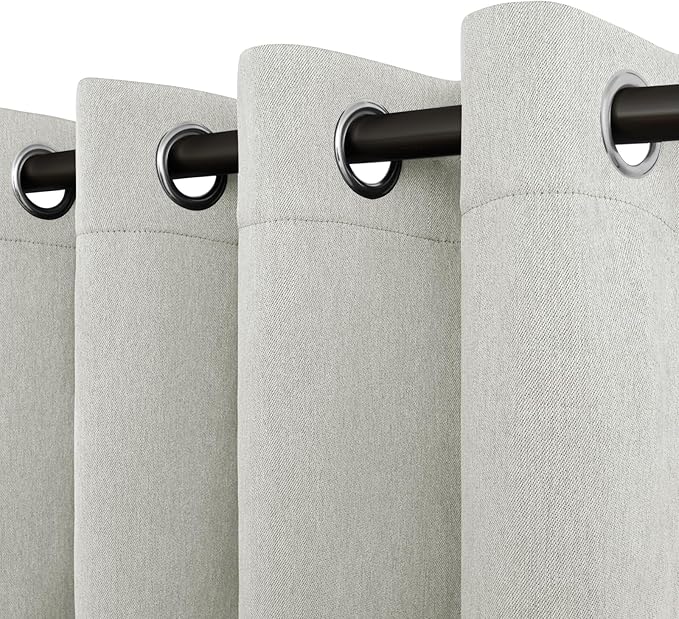 Easy-Going Linen Look Blackout Curtain 108 Inch Length Grommet Window Curtain Drapes for Bedroom, Living Room Thermal Insulated Room Darkening (Set of 2 Panels, Light Gray)