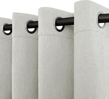 Easy-Going Linen Look Blackout Curtain 108 Inch Length Grommet Window Curtain Drapes for Bedroom, Living Room Thermal Insulated Room Darkening (Set of 2 Panels, Light Gray)