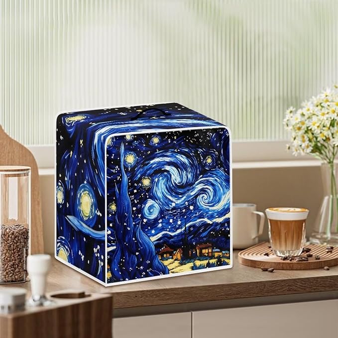 Starry Night Print Coffee Maker Cover – Dust Protection Stain Resistant Washable Appliance Cover Kitchen Decoration Gifts For Coffee Lovers