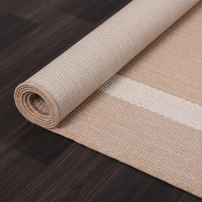 Bordered Outdoor Rug 9x12 Washable Outside Carpet for Indoor Patio Porch Waterproof Easy Cleaning Non Shedding Area Rugs Beige 9 x 12