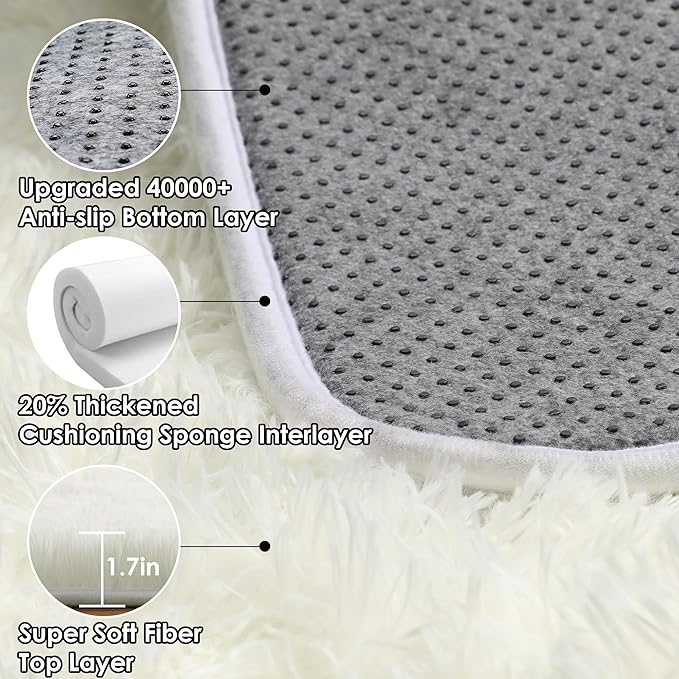 ONASAR Cream White Area Rugs 9x12 Living Room, Ivory Large Fluffy Shag Bedroom Rug, Washable Soft Plush Thick Shaggy Big Floor Carpet for Kids Boy Girls Teen Dorm Nursery Indoor Home Decor Aesthetic