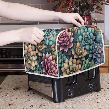 ZFRXIGN Succulent Plants Toaster Covers 4 Slice Wide Slot Dust Cover Case with Handle Toaster Cover Flower Case Small Appliance Covers Toaster Bag Protector Cactus Dark Green