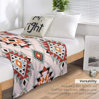 Southwest Style Blanket, Boho Geometric Print Throw Blanket Tribal Aztec Blanket for Couch Bed Sofa Cover Throw Home DéCor 30"x40"