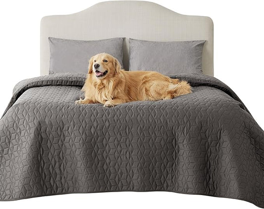 Bedsure 100% Waterproof Couch Cover for Dogs Washable - Non Slip Waterproof Dog Blanket for Bed, Lightweight Furniture Protector Durable for Pet Puppy with Non-Slip Bottom, Dark Grey, 82x120IN
