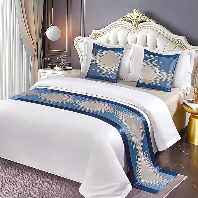 Bed Runner for Guest Room，Luxury Bed Runner，Wedding Bed Runner，Embroidered Bed Runner，Breathable Washable，Hotel Decor，Bed Decorations ，for Home Hotel Decorations(K,2 Pillowcase)