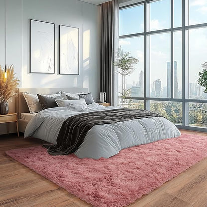 Blush Fluffy Area Rugs for Living Room, Soft Shaggy Carpets for Living Room, Upgrade Anti-Skid Fuzzy Rugs for Kids' Room, Perfect Decor for Modern Home 5x7 Feet