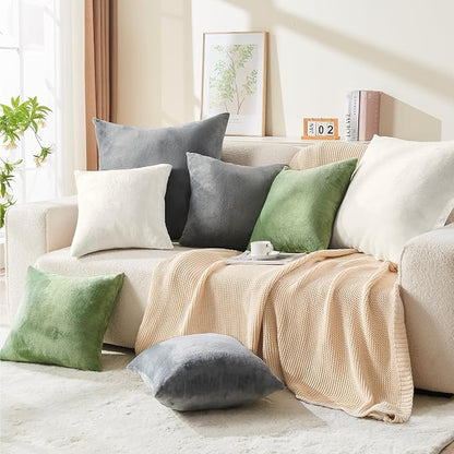 BEDELITE Velvet Pillow Covers 26x26 with Zipper, 2 Pack Super Soft Square Pillow Covers for Bedroom, Sofa, Couch,Luxury Cozy Fleece Pillowcases for All Seasons(26x26 Inches, Off White)