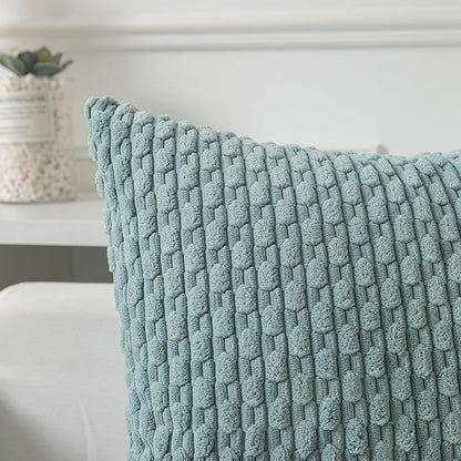 Kevin Textile 20x54 Inch Long Body Lumbar 1 Pack Boho Decorative Throw Pillow Cover Soft Striped Corduroy Rectangle Cushion Case Farmhouse Accent for Living Room Couch Sofa Bed, Dusty Green
