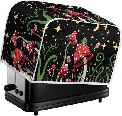 ZFRXIGN Butterfly Mushroom Toaster Cover 4 Slice Wide Slot Toaster Dust Covers Oven Cover Moon Night Kitchen Small Appliance Cover with Top Handle Home Decor Galaxy Frog