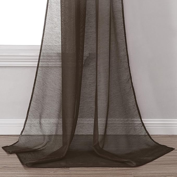 DONREN Chocolate Brown Window Scarf for Outdoor Decoration - Add Luxury Beautiful Elegant Effect to Curtain Panels (1 Panel, 34 x 216 Inches Long)