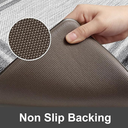 KIMODE Anti Fatigue Kitchen Mats for Floor 2 Piece, Cushioned Farmhouse Kitchen Rugs, Non Slip Kitchen Floor Mats, Comfort Foam Standing Desk Mats for Laundry Office Sink Grey 20"x71"+20"x32"