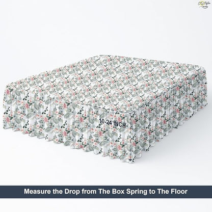Cottington Lane Ruffled Bed Skirt Full Size with Split Corner, Brushed Microfiber Hotel Quality Dust Ruffle, 16 Inch Drop Gathered Bedskirt, Soft, Stylish, Shrink & Fade Resistant, Petal Dream