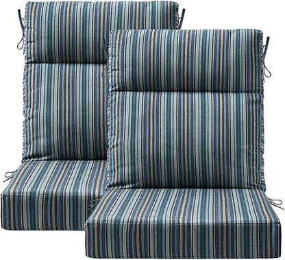 Sunbrella Outdoor High Back Chair Cushion Seat Pads, 44 x 21 Inch Water-Repellent & Fade-Resistant Patio Furniture Cushions with Ties for Adirondack, Rocking Chairs, Troupe Dock