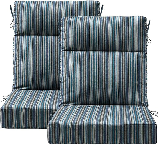 Sunbrella Outdoor High Back Chair Cushion Seat Pads, 44 x 21 Inch Water-Repellent & Fade-Resistant Patio Furniture Cushions with Ties for Adirondack, Rocking Chairs, Troupe Dock