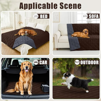 Smiry Waterproof Dog Bed Cover Blanket 40x50, Soft Reversible Pet Blanket, Washable Leakproof Cats Dogs Couch Cover for Sofa, Couch, Furniture, Lattice, Chocolate/Dark Grey