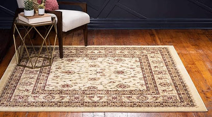 Unique Loom Voyage Collection Traditional Oriental Classic Intricate Design Area Rug (8' 0 x 8' 0 Square, Ivory/Gold)