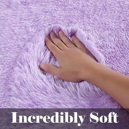 ONASAR Purple Area Rugs for Bedroom Living Room, Washable Fluffy 4x6 Indoor Bedside Floor Throw Rug, Soft Plush Shaggy Carpet for Nursery Kids Girls Boys Teen Dorm Home Office Decor Aesthetic