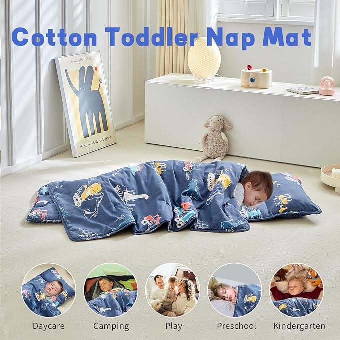 Toddler Nap Mat with Removable Pillow,Ultra Soft Slumber Bags for Girls,Kids Sleeping Bags with Roll Up Design, Perfect for Preschool,Daycare,Kindergarten