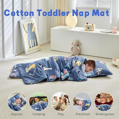 Toddler Nap Mat with Removable Pillow,Ultra Soft Slumber Bags for Girls,Kids Sleeping Bags with Roll Up Design, Perfect for Preschool,Daycare,Kindergarten