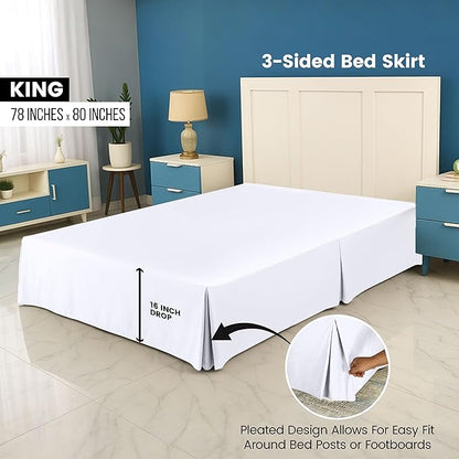 Utopia Bedding King Bed Skirt - Soft Quadruple Pleated Ruffle - Easy Fit with 16 Inch Tailored Drop - Hotel Quality, Shrinkage and Fade Resistant (King, White)