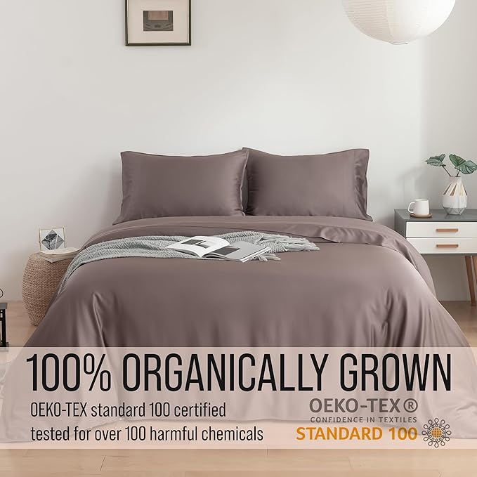Bella Coterie Luxury Bamboo Viscose King Size Sheet Set | 100% Organically Grown | Ultra Soft | Cooling for Hot Sleepers | 18" Deep Pocket [Mocha]