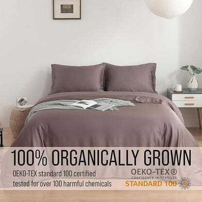 Bella Coterie Luxury Bamboo Viscose King Size Sheet Set | 100% Organically Grown | Ultra Soft | Cooling for Hot Sleepers | 18" Deep Pocket [Mocha]