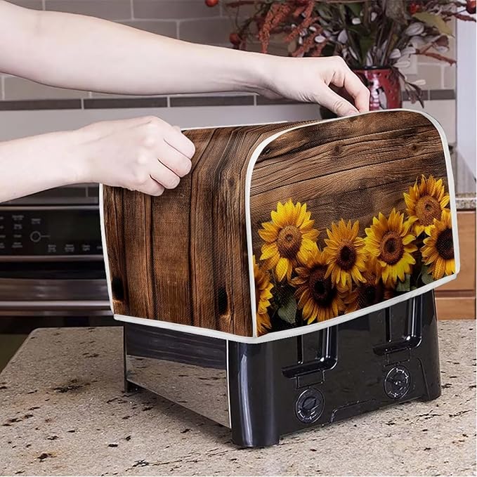 Sunflower 2 Slice Wide Slot Appliance Cover - Universal Bread Maker & Toaster Accessory, Washable