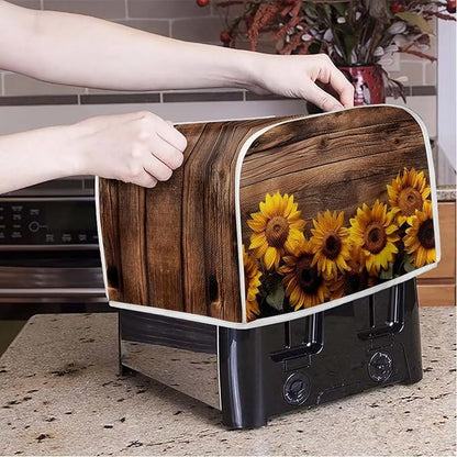 Sunflower 2 Slice Wide Slot Appliance Cover - Universal Bread Maker & Toaster Accessory, Washable