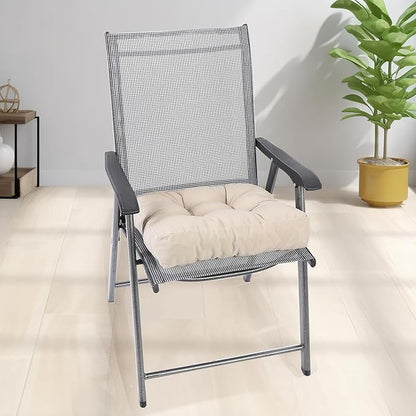 RACE LEAF 4 Pack 17x17 Inch Patio Chair Cushions, Memory Foam Seat Cushions Waterproof with Tufted Design & Non-Slip Backing (Khaki)