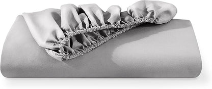 Bare Home Fitted Bottom Sheet Full XL Size - Premium 1800 Microfiber - Ultra-Soft Hotel Luxury - Deep Pocket - Durable and Long Lasting - Extra Long Fitted Sheet (Full XL, Light Grey