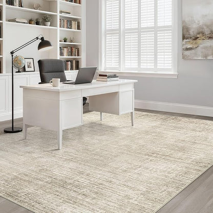 10x14 Area Rugs Living Room: Washable Large Neutral Beige Rug Abstract Soft Modern Stain Resistant Indoor Floor Non-Slip Carpet for Bedroom Nursery Kids Office Playroom Dining Room Under Table Home
