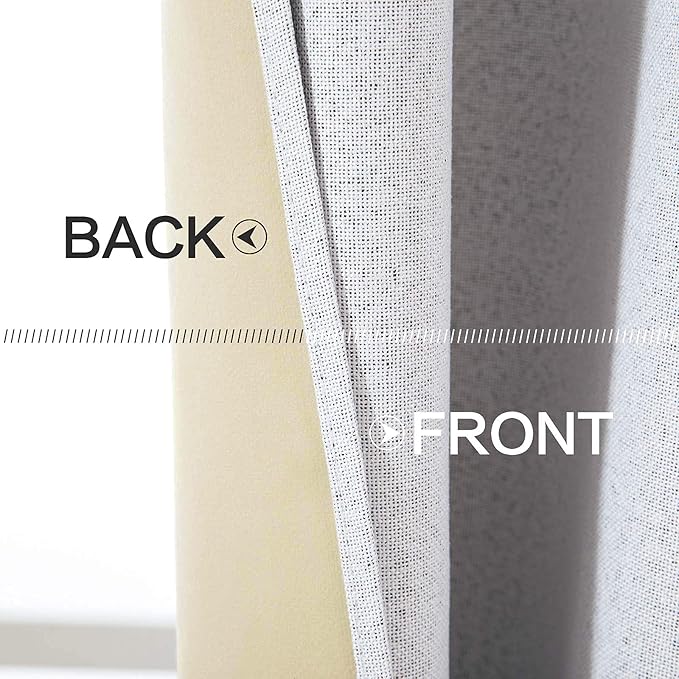 MIULEE Linen Texture Full Blackout Curtain for Living Room Darkening,Thermal Insulated Grommet Curtain for Bedroom,Room Darkening Curtains for Kitchen,52x54 Inch Length 2 Panels Grayish White