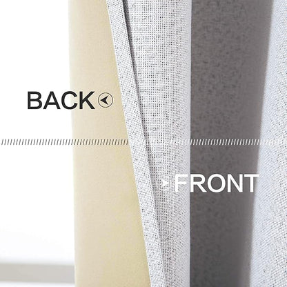 MIULEE Linen Texture Full Blackout Curtain for Living Room Darkening,Thermal Insulated Grommet Curtain for Bedroom,Room Darkening Curtains for Kitchen,52x45 Inch Length 2 Panels Grayish White
