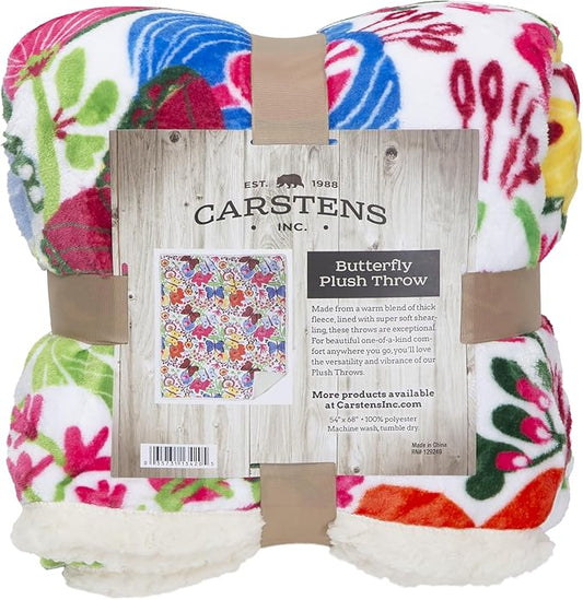 CARSTENS, INC. Ultra Premium Super Soft Plush Sherpa Fleece Oversized Throw Blanket 54" x 68", Butterfly